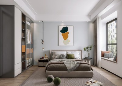 现代简约卧室3D模型下载